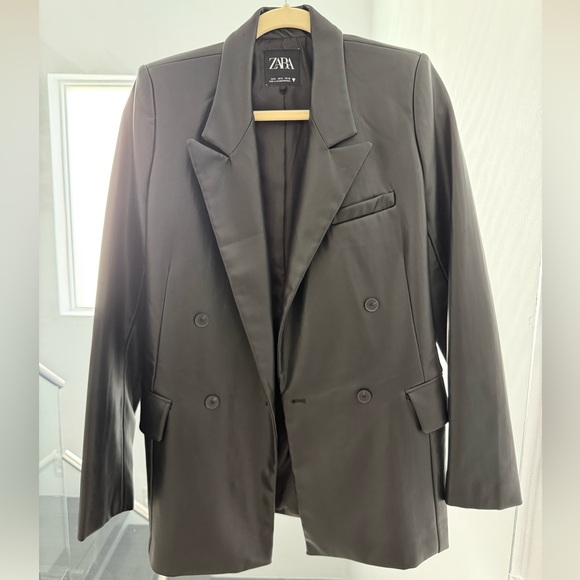 Zara Jackets & Blazers - Zara Black Faux Leather Blazer